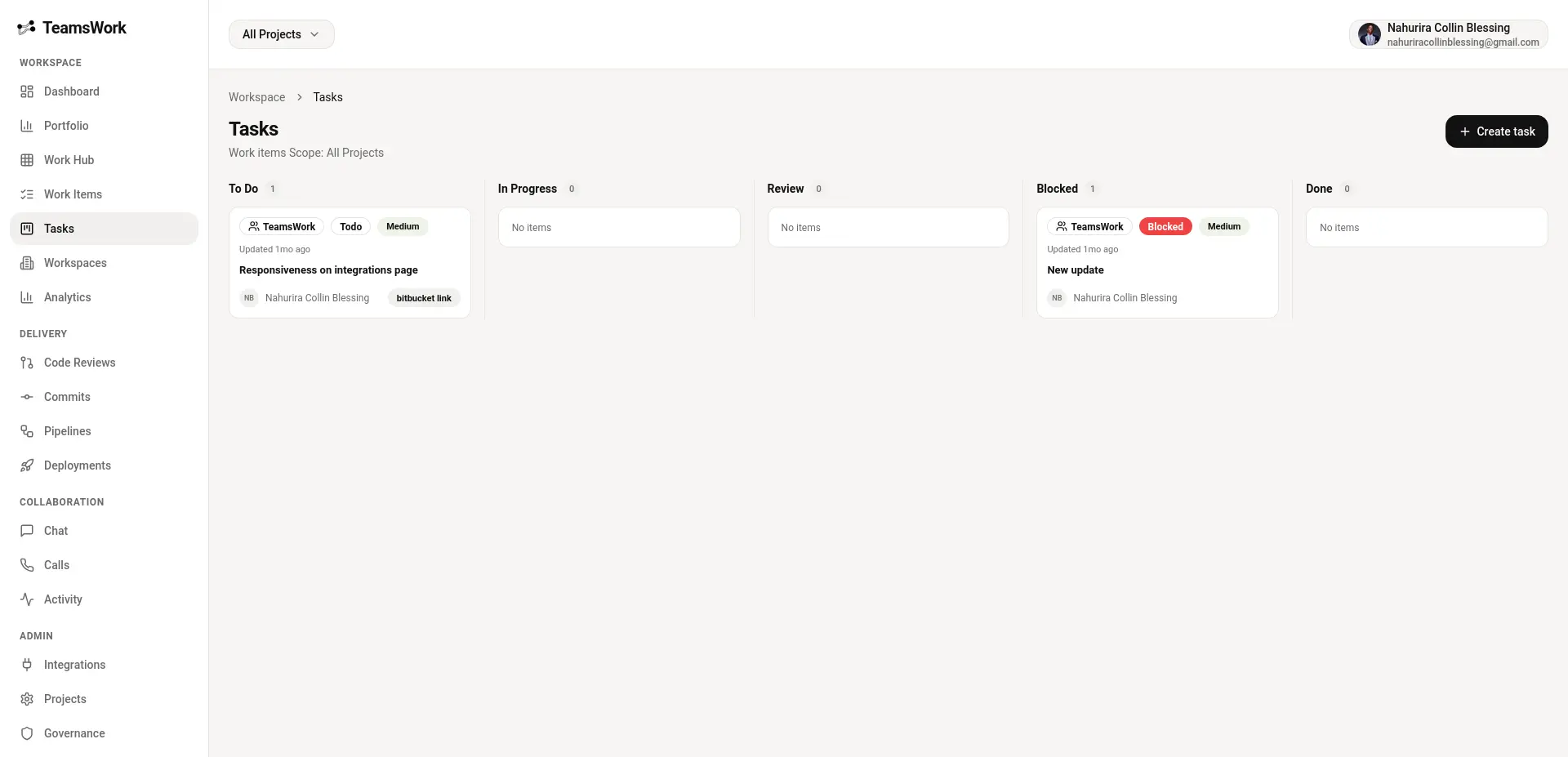 TeamsWork tasks board view